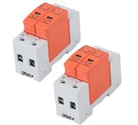 lyrlody SPD Protective Devices AC Photovoltaic Protector AC Protector 2P 420V RMU1-C60 Lightning Arrester DIN Rail Visual Window with PC Flame Retardant Shell for Home Circuit Breaker (Imax：20kA)