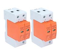 lyrlody SPD Protective Devices AC Photovoltaic Protector AC Protector 2P 420V RMU1-C60 Lightning Arrester DIN Rail Visual Window with PC Flame Retardant Shell for Home Circuit Breaker (Imax：60kA)