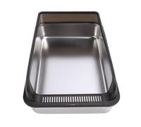 lyrlody Stainless Steel Cat Litter Box Semi-Enclosed High Sided with Lid Anti Splash Odorless Easy Clean for Large Cats Multi Cat Home (Large Size 3.8x7.8cm)
