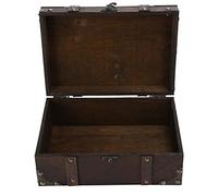 lyrlody Storage Case, Vintage Wooden Storage Box Decorative Treasure Jewelry Chest with Lock Home Decoration for Bedroom Living Room(6282-2302)