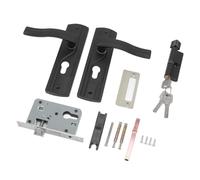 lyrlody Universal Door Handle Lock Set, Manganese Steel Silent Bearing Reversible Lever Door Handle Lock with Key for Bedrooms Front Entrance Matte Black