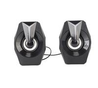 lyrlody USB Powered Desktop Speaker with RGB Lights, 2x3W (Black) | Wired Computer Speaker, 20Hz-18KHz Frequency Response, 65dB SNR, 3.5mm AUX Connection, Volume Control Knob