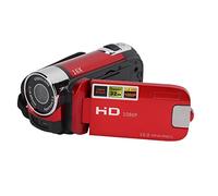 lyrlody Video Camera Camcorder, Handheld Digital Camcorder 16X Zoom USB Transfer Built in Flash Support 4K Video with Screw Interface (Red)