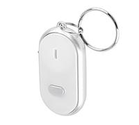 lyrlody Voice Control Key Chain Voice Activated Key Finder Locator Whistle Finder Beep Flash Within 7 Meters with High Brightness Emergency Light for Wallet Pet Child Bag (White)