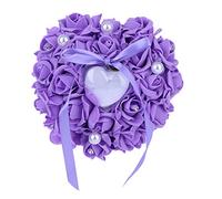 lyrlody Wedding Pillow, Heart Shaped Cushion Holder Romantic Pillow for Wedding Band Box Wedding Service Purple