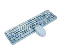 Lyrlody Wireless Office Desktop Keyboard and Mouse Set, 104 Key, Mechanical Feel, Retro Typewriter Style, USB Connection, Blue Mixed Colour