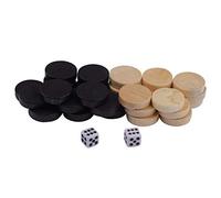 lyrlody Wooden Chess Game Set, 32pcs Draughts Checkers Backgammon Pieces, Great for All Ages, Stackable, Portable Design