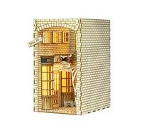 lyrlody Wooden Puzzle Bookends DIY 3D Bookend with LED Light for Home Office Desk Decoration Cute Book Stopper Book Holder Shelf Organizer (Modell der Winkelgasse)