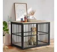 Lyromix 43'' Dog Crate Furniture with 3 Doors,Wooden Dog Crate End Table Heavy Duty Indoor Puppy Cage for Small to Medium Dogs, Multiple Units Can be Combined