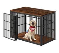 Lyromix 54" Dog Crate Furniture with Foldable Door, XXL Dog Crates for Large Dogs, Wooden Decorative Dog Cage Kennel Indoor End Table, Rustic Brown