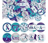 Lyrow 100 Pieces Suicide Awareness Button Pin Bulk Suicide Prevention Awareness Buttons Badge Round Mini Purple Teal Ribbon Lapel Pins for Men Public Benefit Activities Party Favors 10 Styles,