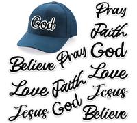 Lyrow 12 Pcs Christian Iron on Patches for Hat 4-6 Inch Embroidered Christian Patches Bulk Easter Motivational Religious Sew On Applique for Clothes Backpack DIY Accessories(Black with White Trim)