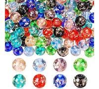 Lyrow 120 Pcs Luminous Glass Beads 8mm Round Beads Bulk Glow in The Dark Beads Glass Round Loose Spacer Ball Beads Bracelet Beads for Jewelry Making DIY Craft Bracelet (Multicolor)