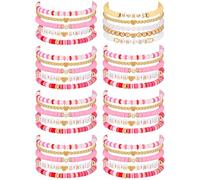Lyrow 40 Pcs Team Bride Bracelet Bachelorette Party Accessories Bridesmaid Bachelorette Bead Bracelet Friendship Gifts for Bridal Shower Wedding Engagement Party Favor, M, soft clay, Amber