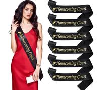 Lyrow 6 Pcs Homecoming Court Sashes Satin Sash with Gold Imprint for High School Dance King, Homecoming Royalty Prom Coronation 2026 Graduation Party Cosplay