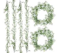 Lyrow 6 Pieces Artificial Baby Breath Flower Vines 5.9ft Faux Hanging Gypsophila Greenery Garland Vines Fake Bulk Baby Breath Garland for Wedding Party Table Home Backdrop Wall Decor (White)