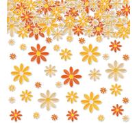 Lyrow 60 Pcs 3 Sizes Daisy Flower Iron on Patches Cute Colorful Flower Embroidered Sew on Applique Patches for Bags Hats Backpacks Shoes T-Shirt Clothes DIY Accessories (Orange, Beige, Yellow)