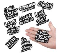 Lyrow 8 Pcs Christian Iron on Patches Bible Verse Embroidered Iron on Patches 3 Inch Motivational Religious Christian Sew for Easter Hat Backpack Jacket Clothes DIY Accessories Decor(Classic Colors)
