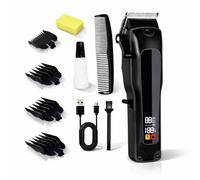 LyroX Professional Hair Clipper for Men, Cordless Beard & Hair Trimmer with LED Display, Rechargeable Type-C Grooming Kit with Guide Combs (Black)