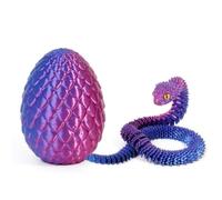 LYROYREG 3D Printed Snake Egg Model, 3D Printed Fidget Animals,3D Crystal Snake Egg Flexible Joints Home Decor Executive Desk Toys,Home Office Decor Executive Desk Toys for Autism/ADHD (Purple)