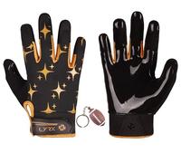 LYRX Kids Football Receiver Gloves: Elevate Your Game with Sticky Wide Performance! Designed for Kids - Experience Comfort and Flexibility with Stretch Fit (F2 Gold Star, Kids Medium)
