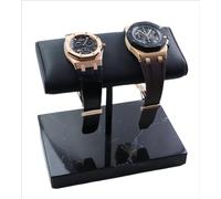 LYS&LYX Double Watch Stand | Handcrafted Italian Leather Marble base | Watch display stand compliment all watches | Jewelry stand | Watch organizer & holder | Watch Accessory (3Black)