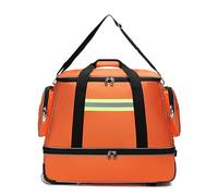 LYSDIANPU Large First Aid Bag Empty, Rolling Medical Bag with Wheels, Full Zipper Opening, Multiple Pockets, 360° Reflective, 1800D Oxford Cloth, Double Size for Police/Firefighters/Home Nurses/Office