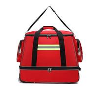 LYSDIANPU Large First Aid Bag Empty, Rolling Medical Bag with Wheels, Full Zipper Opening, Multiple Pockets, 360° Reflective, 1800D Oxford Cloth, Double Size for Police/Firefighters/Home Nurses/Office