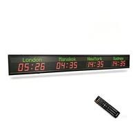 LYSDIANPU Stylish LED World Clock With Remote Control, Three Levels Of Brightness Adjustable, Auto-Sync WiFi, Multi Time Zone Display, Wall/Suspension Mount, for Offices/Hotels/Schools (4 City)