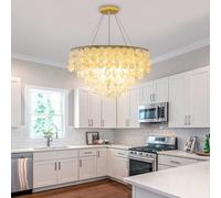 LYSDjia Chandelier Creativity living room Natural Shell 6-Lights Modern Ceiling Pendant Light Fixture Coastal White Chandeliers for Kitchen Bedroom Entryway Foyer Restaurant Bar Lighting