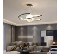 LYSDjia Chandelier dimmable modern LED ring design creative Pendant Light living room large decorative Hanging Lamp height adjustable bedroom lamp suitable for restaurant kitchen study lighting(Color: