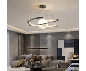 LYSDjia Chandelier dimmable modern LED ring design creative Pendant Light living room large decorative Hanging Lamp height adjustable bedroom lamp suitable for restaurant kitchen study lighting(Color: