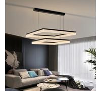 LYSDjia Dimmable Modern Chandelier 68W Black Aluminum LED Acrylic Kitchen Island Light with Remote Control 3000K-6500K Living Room Large Lighting DIY Shape Square Pendant Light for Bedroom Restaurant