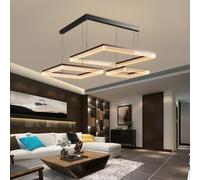 LYSDjia Dimmable modern chandelier 68W black aluminum LED acrylic kitchen island light with remote control 3000K-6500K living room large lighting DIY shape square Pendant Light for bedroom restaurant