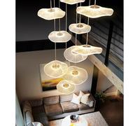 LYSDjia High ceiling chandelier dimmable modern gold lotus leaf shape Pendant Light spiral luxury linear LED lamp hanging Lamp suitable for foyer entrance staircase villa living room