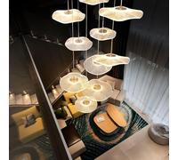 LYSDjia High ceiling chandelier dimmable modern gold lotus leaf shape Pendant Light spiral luxury linear LED lamp hanging Lamp suitable for foyer entrance staircase villa living room