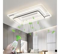 LYSDjia Low Profile Ceiling Fan with Light 110cm Modern Flush Mount Ceiling Fans with Remote Control Large geometric design Timing Dimmable Bladeless Fan for Indoor Bedroom Living Room Kitchen