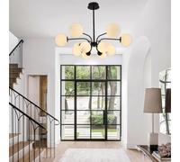 LYSDjia Sputnik Pendant Light 12-Light Mid Century Metal Chandeliers for Dining Room Kitchen Island Modern Globe chandelier Ceiling Hanging Light Fixture for Living Room Entryway Foyer Height Adjustab