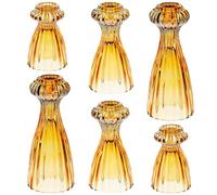 Lysenn Glass Candle Stick Holder Set of 6 - Premium Taper Candle Holders for Romantic Ambiance - Candle Sticks Holder Decor for Special Occasions - Amber