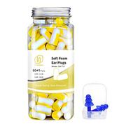 LYSIAN Ultra Soft Foam Earplugs 60 Pairs with Reusable Silicone Earplug, 38dB SNR Ear Plugs for Sleeping, Snoring, Shooting, and All Loud Noise, Yellow/White