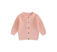 LYSINK Baby Boys Girls Knitted Cardigan Long Sleeve Button Down Sweater Tops Fall Winter Solid Color Warm Coat Outwear (A-Pink, 0-3 Months)