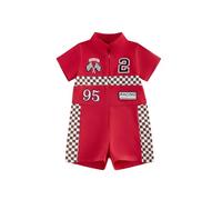 LYSINK Baby Boys Race Car Outfit Short Sleeve Plaid Numbers One Piece Jumpsuit Summer Collar Zip Up Romper (A1-a-Red, 9-12 Months)