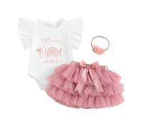 LYSINK Baby Girls My 1st Birthday Outfits Short/Long Sleeve Romper A-Line Lace Tutu Skirt Headband Cake Smash Outfits 3 Piece Suit (Bc White, 6-12 Months)