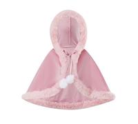 LYSINK Christmas Cape for Girls Deluxe Velvet Santa Cloak Hooded Poncho with Fur Trim for Cosplay Events (01 Pink, 18-24 Months)