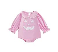 LYSINK Halloween Baby Girls Boys Sweatshirts Rompers Spider Web Pumpkin Embroidery Long Sleeve Fall Bodysuits Jumpsuits (Bb Pink, 0-3 Months)