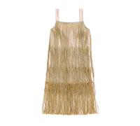 LYSINK Kid Girls Glitter Tassel Dress Tiered Exquisite Fringe Latin Dance Dress 1920s Flapper Dress Rave Party Dress (A-Gold, 18-24 Months)