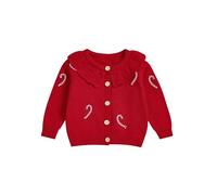 LYSINK Toddler Baby Girls Knitted Cardigan Long Sleeve Button Down Sweater Tops Fall Winter Solid Color Warm Coat Outwear (K-a-Red, 12-18 Months)