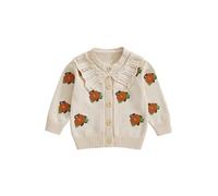 LYSINK Toddler Baby Girls Knitted Cardigan Long Sleeve Button Down Sweater Tops Fall Winter Solid Color Warm Coat Outwear (E-a-Khaki, 6-12 Months)