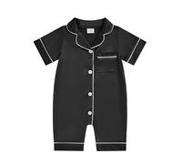LYSINK Toddler Baby Girls Sleepsuits Jumpsuit Summer Lapel Button Pajama Romper Cute Print One Piece Pjs Sleepwear (I-Black, 3-6 Months)