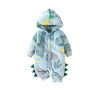 LYSINK Toddler Boy Dinosaur Monster Costume Fall Winter Warm Fuzzy Hooded Jumpsuit Cartoon Animal Snowsuit (08Navy Blue, 6-9 Months)